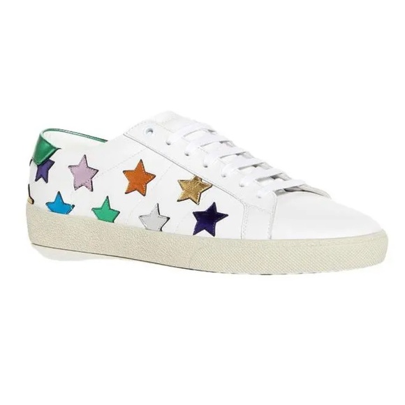 Saint Laurent - Court Leather Trainers with Stars - Size EU 38.5 - Picture 1 of 6
